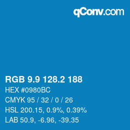 カラーコード: RGB 9.9 128.2 188 | qconv.com