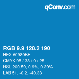 カラーコード: RGB 9.9 128.2 190 | qconv.com