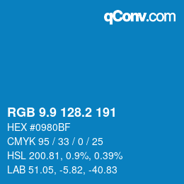 Color code: RGB 9.9 128.2 191 | qconv.com