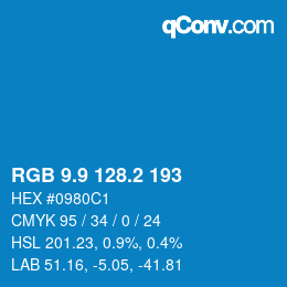 カラーコード: RGB 9.9 128.2 193 | qconv.com