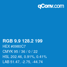 Color code: RGB 9.9 128.2 199 | qconv.com