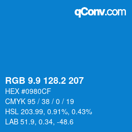 カラーコード: RGB 9.9 128.2 207 | qconv.com
