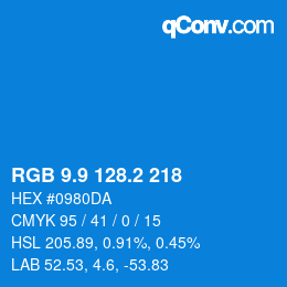 Color code: RGB 9.9 128.2 218 | qconv.com