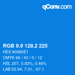 カラーコード: RGB 9.9 128.2 225 | qconv.com