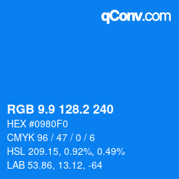 カラーコード: RGB 9.9 128.2 240 | qconv.com