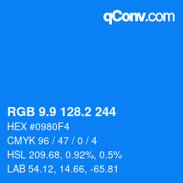 カラーコード: RGB 9.9 128.2 244 | qconv.com