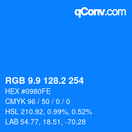 カラーコード: RGB 9.9 128.2 254 | qconv.com