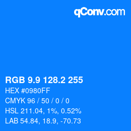 Color code: RGB 9.9 128.2 255 | qconv.com