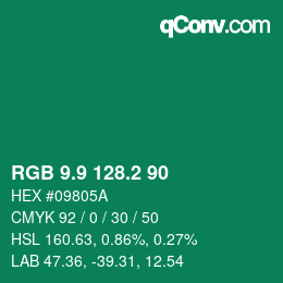 カラーコード: RGB 9.9 128.2 90 | qconv.com