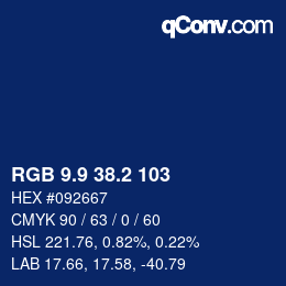 Color code: RGB 9.9 38.2 103 | qconv.com