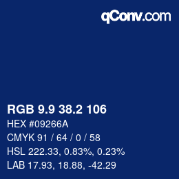 カラーコード: RGB 9.9 38.2 106 | qconv.com