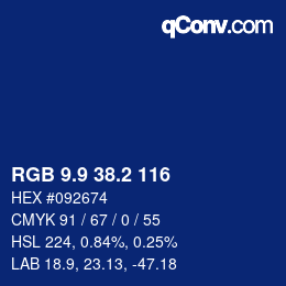 カラーコード: RGB 9.9 38.2 116 | qconv.com