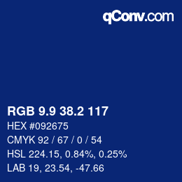 Color code: RGB 9.9 38.2 117 | qconv.com