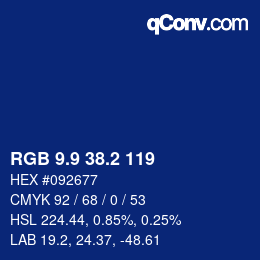 カラーコード: RGB 9.9 38.2 119 | qconv.com