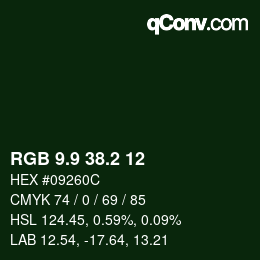 カラーコード: RGB 9.9 38.2 12 | qconv.com