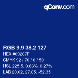 カラーコード: RGB 9.9 38.2 127 | qconv.com