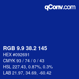 カラーコード: RGB 9.9 38.2 145 | qconv.com