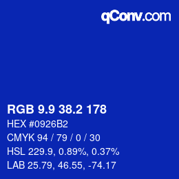 カラーコード: RGB 9.9 38.2 178 | qconv.com