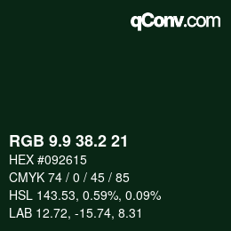 カラーコード: RGB 9.9 38.2 21 | qconv.com