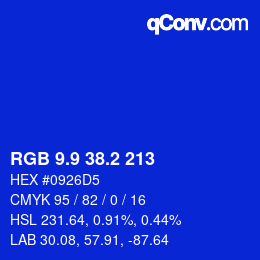 カラーコード: RGB 9.9 38.2 213 | qconv.com