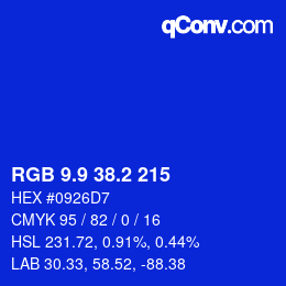 カラーコード: RGB 9.9 38.2 215 | qconv.com