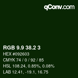 Color code: RGB 9.9 38.2 3 | qconv.com