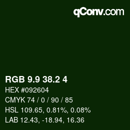 カラーコード: RGB 9.9 38.2 4 | qconv.com