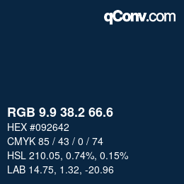 カラーコード: RGB 9.9 38.2 66.6 | qconv.com