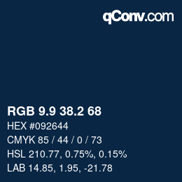 カラーコード: RGB 9.9 38.2 68 | qconv.com