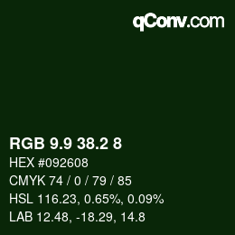 Farbcode: RGB 9.9 38.2 8 | qconv.com