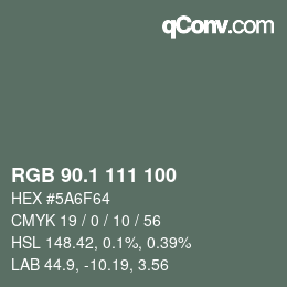 Color code: RGB 90.1 111 100 | qconv.com