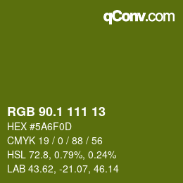 カラーコード: RGB 90.1 111 13 | qconv.com