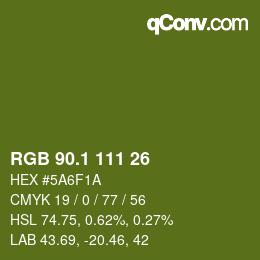 カラーコード: RGB 90.1 111 26 | qconv.com