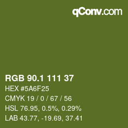カラーコード: RGB 90.1 111 37 | qconv.com