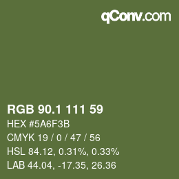 カラーコード: RGB 90.1 111 59 | qconv.com