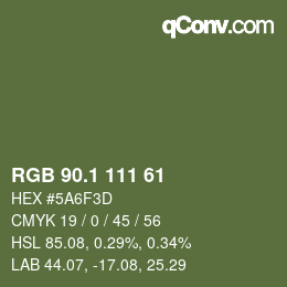 カラーコード: RGB 90.1 111 61 | qconv.com
