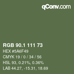 カラーコード: RGB 90.1 111 73 | qconv.com