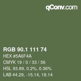 カラーコード: RGB 90.1 111 74 | qconv.com