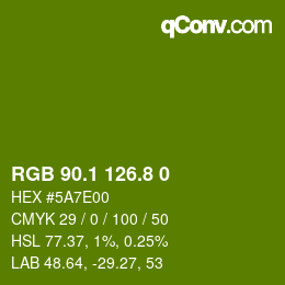 カラーコード: RGB 90.1 126.8 0 | qconv.com
