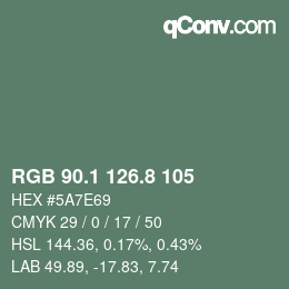 Farbcode: RGB 90.1 126.8 105 | qconv.com