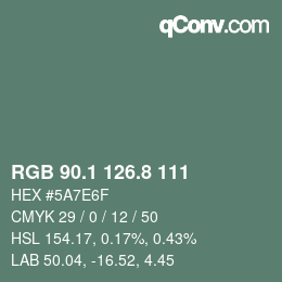 カラーコード: RGB 90.1 126.8 111 | qconv.com