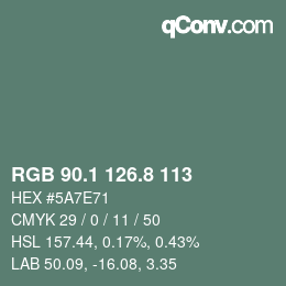 カラーコード: RGB 90.1 126.8 113 | qconv.com