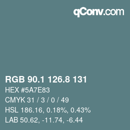 Color code: RGB 90.1 126.8 131 | qconv.com