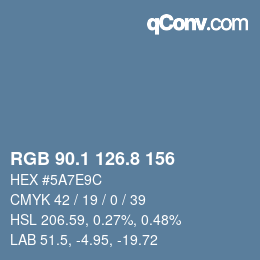 Farbcode: RGB 90.1 126.8 156 | qconv.com