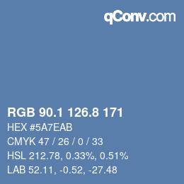 Color code: RGB 90.1 126.8 171 | qconv.com