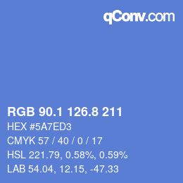 カラーコード: RGB 90.1 126.8 211 | qconv.com