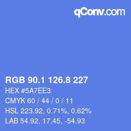 カラーコード: RGB 90.1 126.8 227 | qconv.com