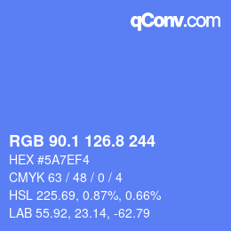 カラーコード: RGB 90.1 126.8 244 | qconv.com