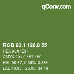 カラーコード: RGB 90.1 126.8 55 | qconv.com