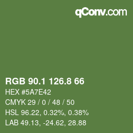 Color code: RGB 90.1 126.8 66 | qconv.com